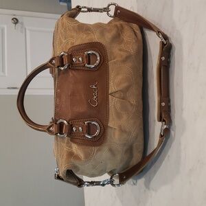 Coach Tan and Brown Shoulder Bag